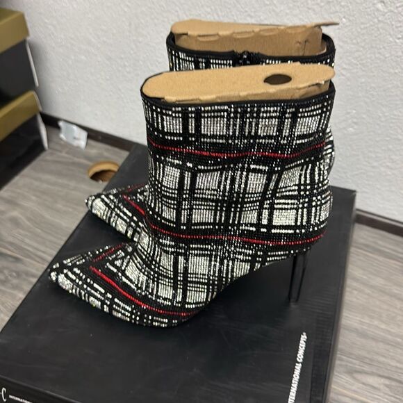 INC International Concepts Womens Reisa Dress Booties,Plaid Bling - Picture 6 of 6